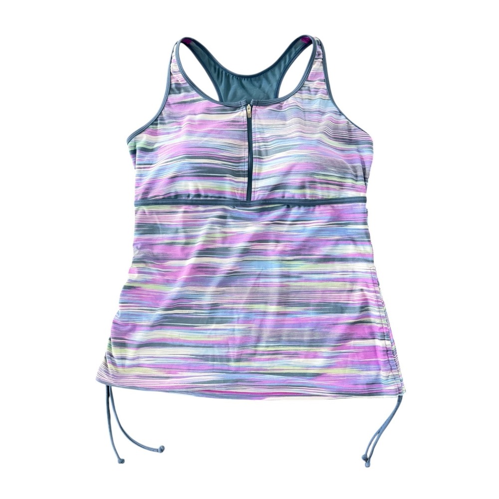 Free Country Oasis Zip-Front Racerback Tankini Swim Top Size 18 Active Summer